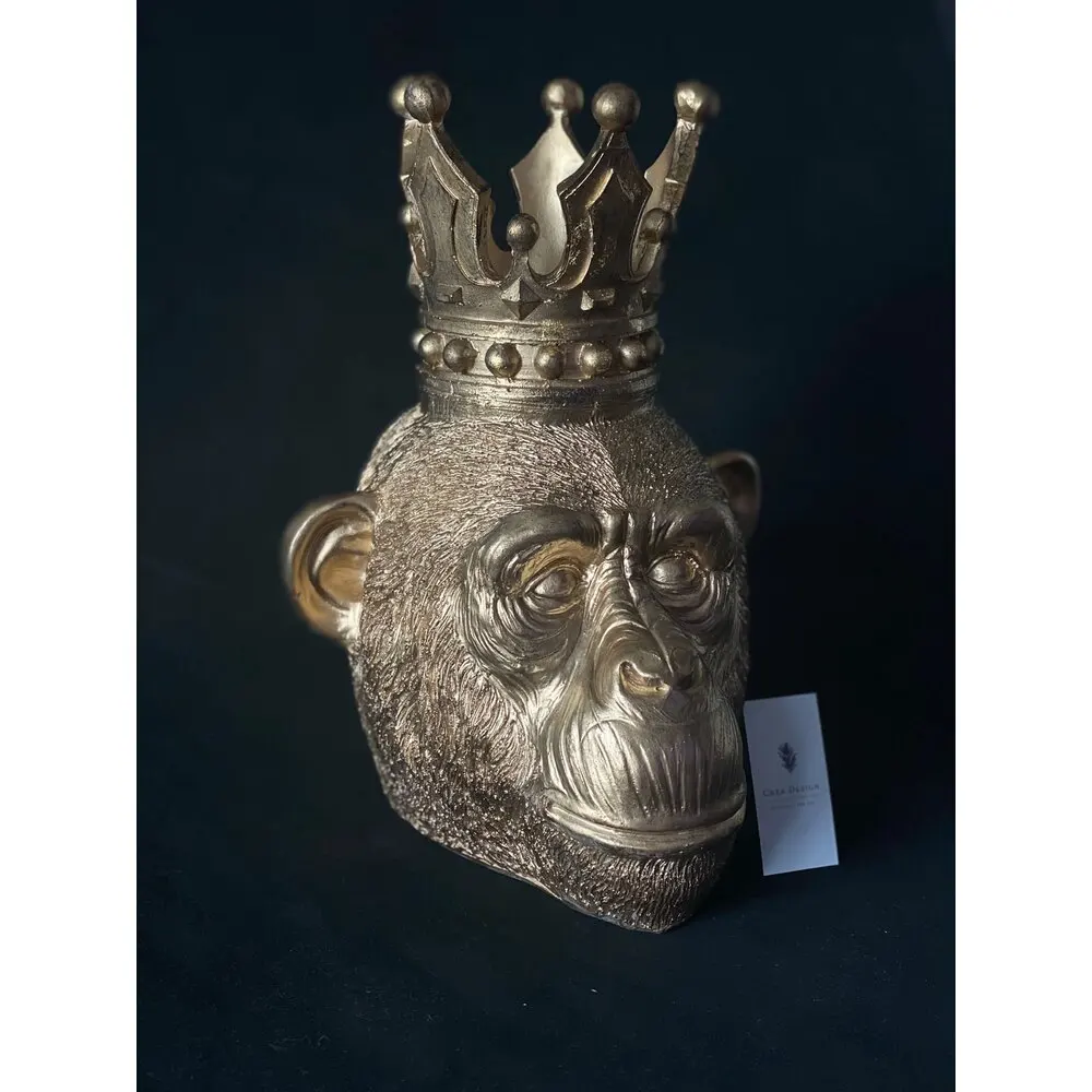 

Gorilla King Statue Bust Home Office Decor Modern Style Gold Color Polyester High Quality Handmade 33 X22 CM