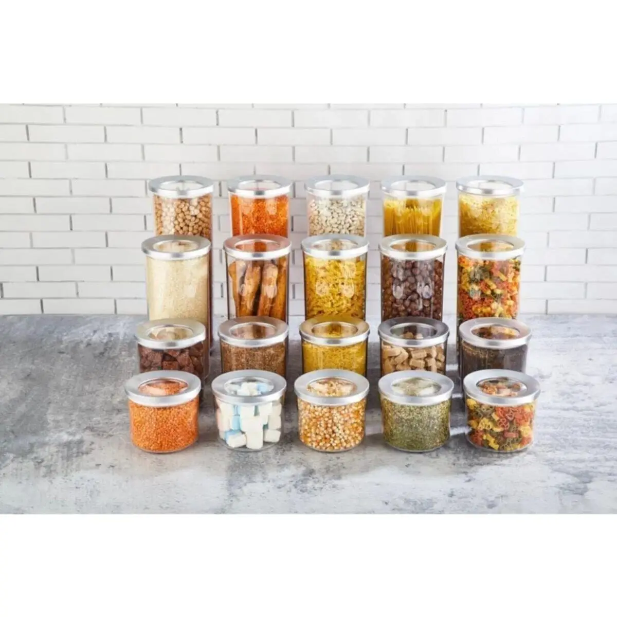 

3 pcs Food Storage Container Box Bottle Chrome Cover 1750 ml Home Storage Kitchen Grain Plastic Clear Container Set Turkey from