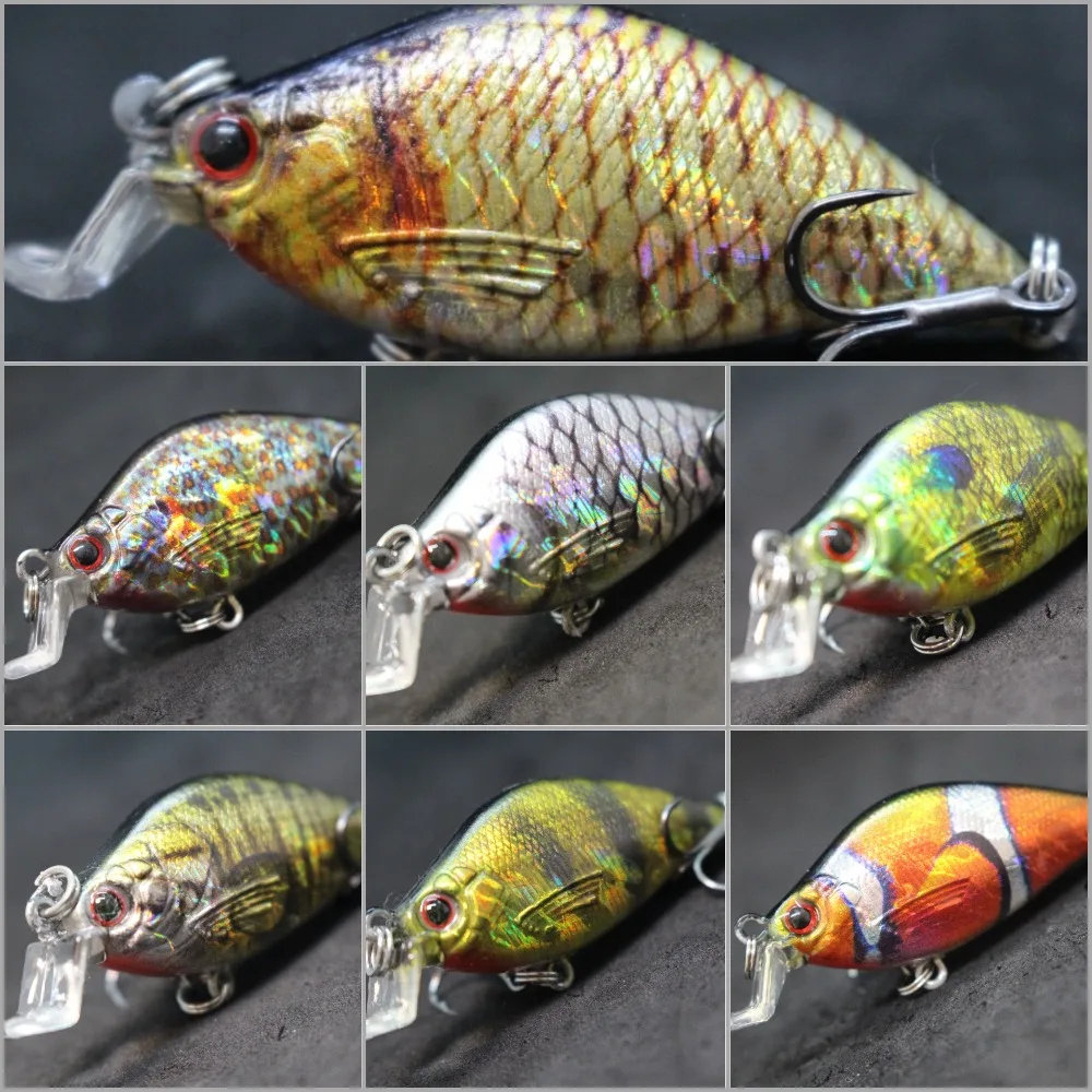 

wLure 6.4cm 7g Crankbait RealSkin Painting Tiny Wide Profile Shad Shape Hard Bait High Quality Hook Wobbler Fishing Lure HC503