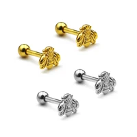 1pc 16g surgical steel bee stud earring16g cartilage earrings for men women bee jewelry body piercing