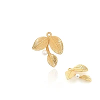 10pcs fashion creative branch pendant personalized gold leaf necklace pearl bracelet diy craft accessories 27x22 6x4 8mm