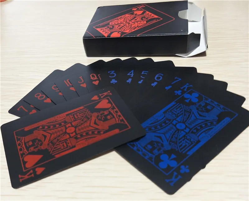 Black red-blue 10 deck качество черный-Серебряный Водонепроницаемый Пластиковый магический Набор Игральных Карт прочный покер настольная игра Техасская Магическая коробка-упакованная - Цвет: Black red-blue