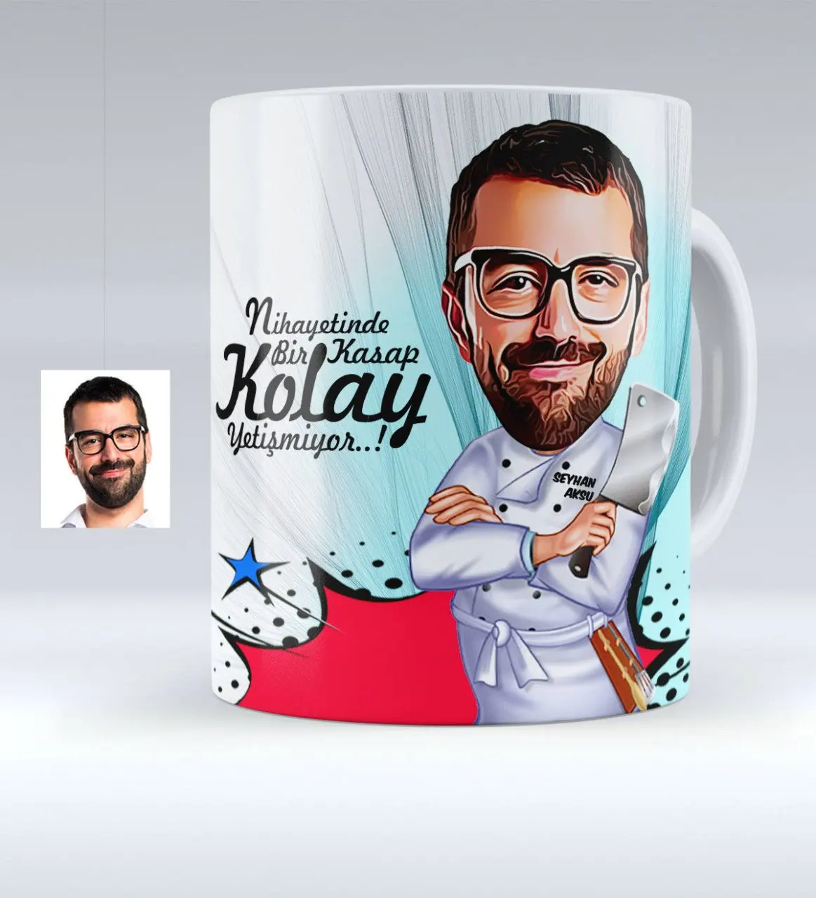 

Персонализированные Mr Мясник карикатура белая кружка чашка-1