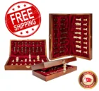 Роскошный Шахматный набор вельветовое покрытие, большая Высококачественная деревянная складная валяная игровая доска 30 см * 30 см, внутреннее хранилище, деревянная оправа