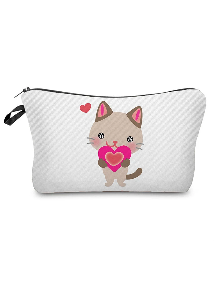 

Многофункциональная сумка для косметики с мультяшным принтом кошки, любви, Прочная Складная женская косметичка, модный детский чехол для к...