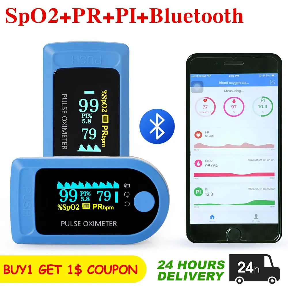 

Fingertip Pulse Oximeter Bluetooth 4.0 Blood Oxygen Saturation Saturation SPO2 Heart Rate Monitor Oximetro De Dedo Pulsioximetro