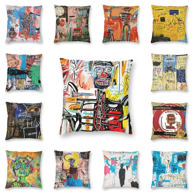 

Наволочка под Жан Мишеля Basquiat, домашний декор, граффити, художественные подушки, декоративная подушка для гостиной, двусторонняя печать
