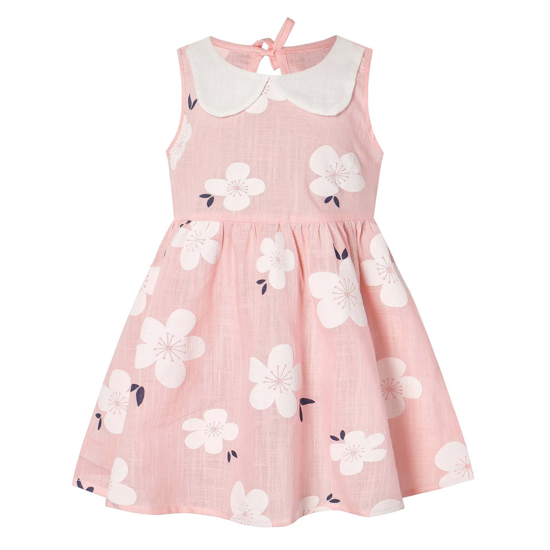 

ZWY1722 New Summer Kids Girls Dress Print Floral Bow Dresses For Girls Fashion Princess Cotton Children Clothing 2022
