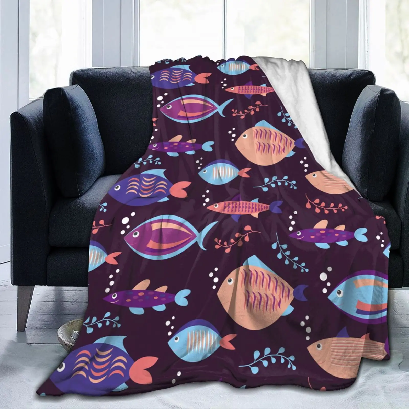 

Colorful Fish Decorative New Age Tie Dye Soft Cozy Fleece Blanket Dropship Wholesale Family Winter Flannel Throw Homedecor