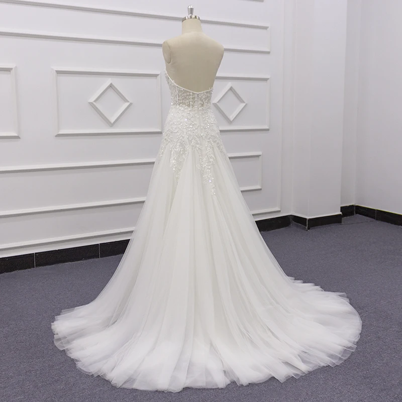 Eslieb Mermaid Wedding Dress Luxury Dress With Bling Beadings Sleeveless Bridal Dress Bones Zipper Sweetheart 19002