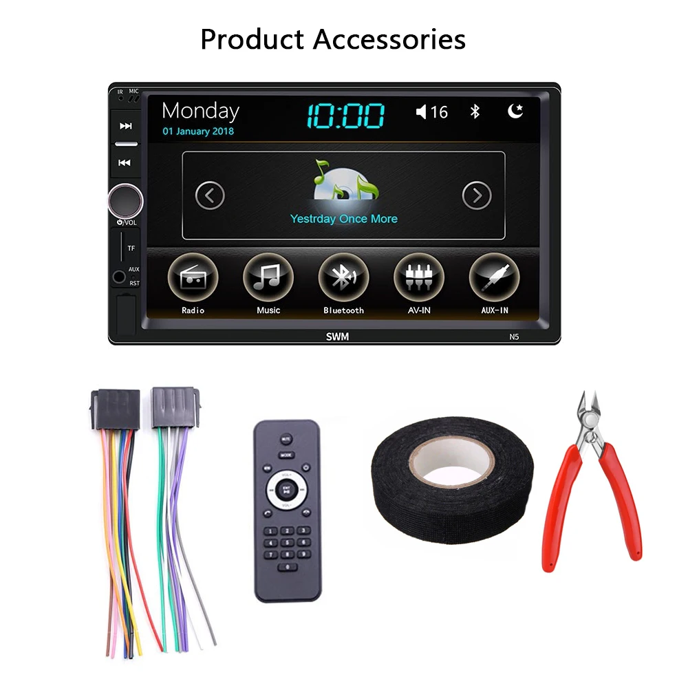 with accessories 2 din Авторадио " сенсорный экран автомобильный мультимедийный плеер 360 градусов панорамная камера вход AM FM радио 2Din USB AUX Mirrorlink - Цвет: with accessories