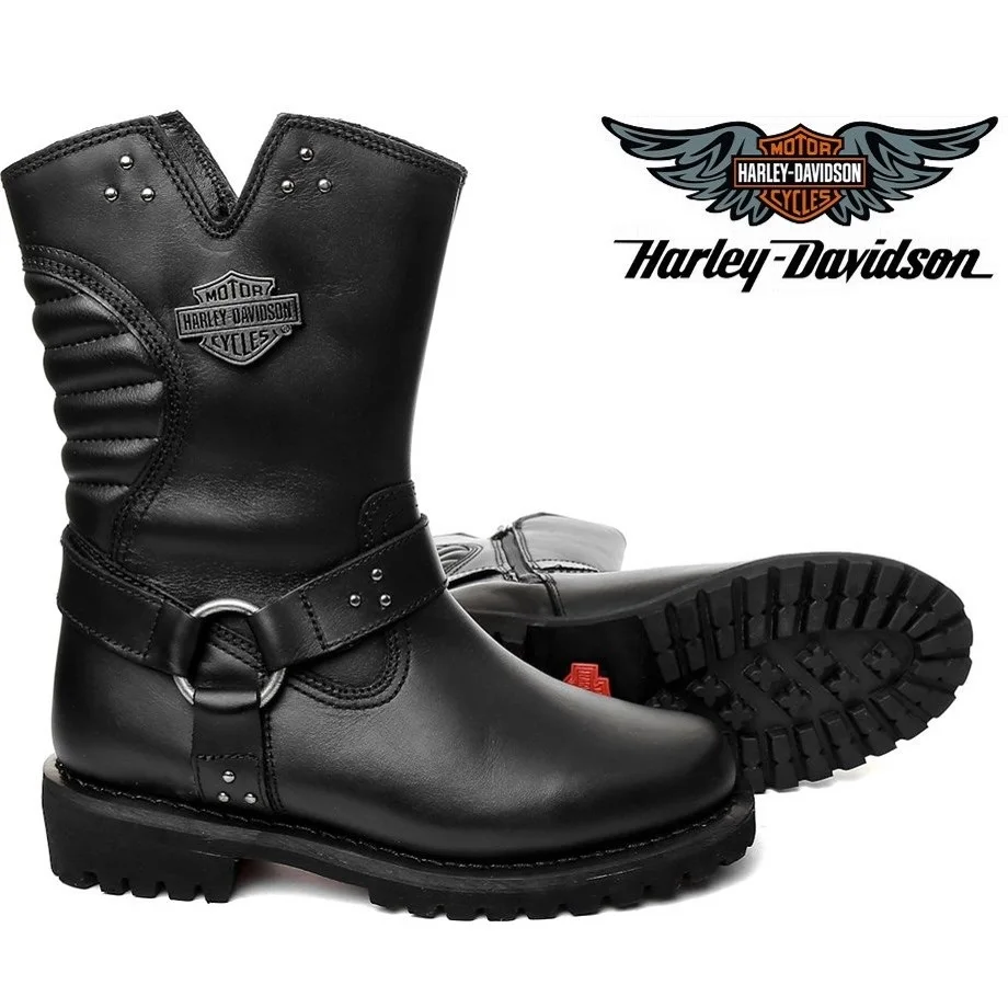 Женские мотоциклетные ботинки Harley Davidson водонепроницаемые из натуральной кожи на