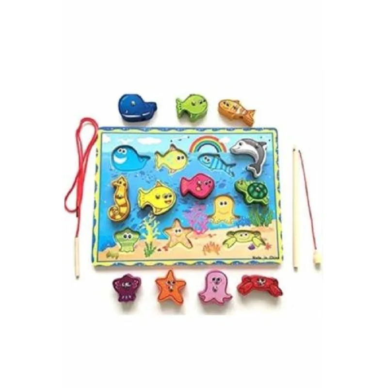 

Wooden Magnet Fishing, Educational Enhancer, Hamaha Wooden Toys And Wire Drawing Game