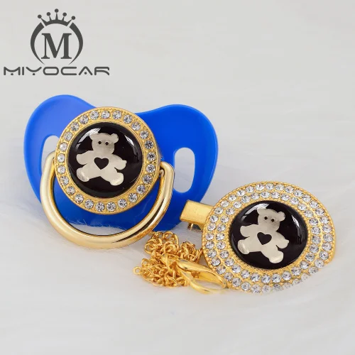 GBEAR-6 6-18m MIYOCAR, черный, милый медведь, золото, блестящая пустышка и пустышка, зажим BPA бесплатно, пустышка, шикарный уникальный дизайн, GBEAR - Цвет: GBEAR-6 6-18m