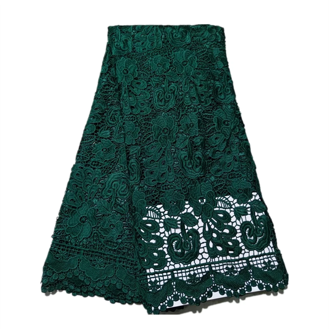

Nigerian Guipure Lace Fabric for Gown Sewing Pure Color Embroidered Cord Lace Fabric 5 Yards for Lady Dress LYLG07