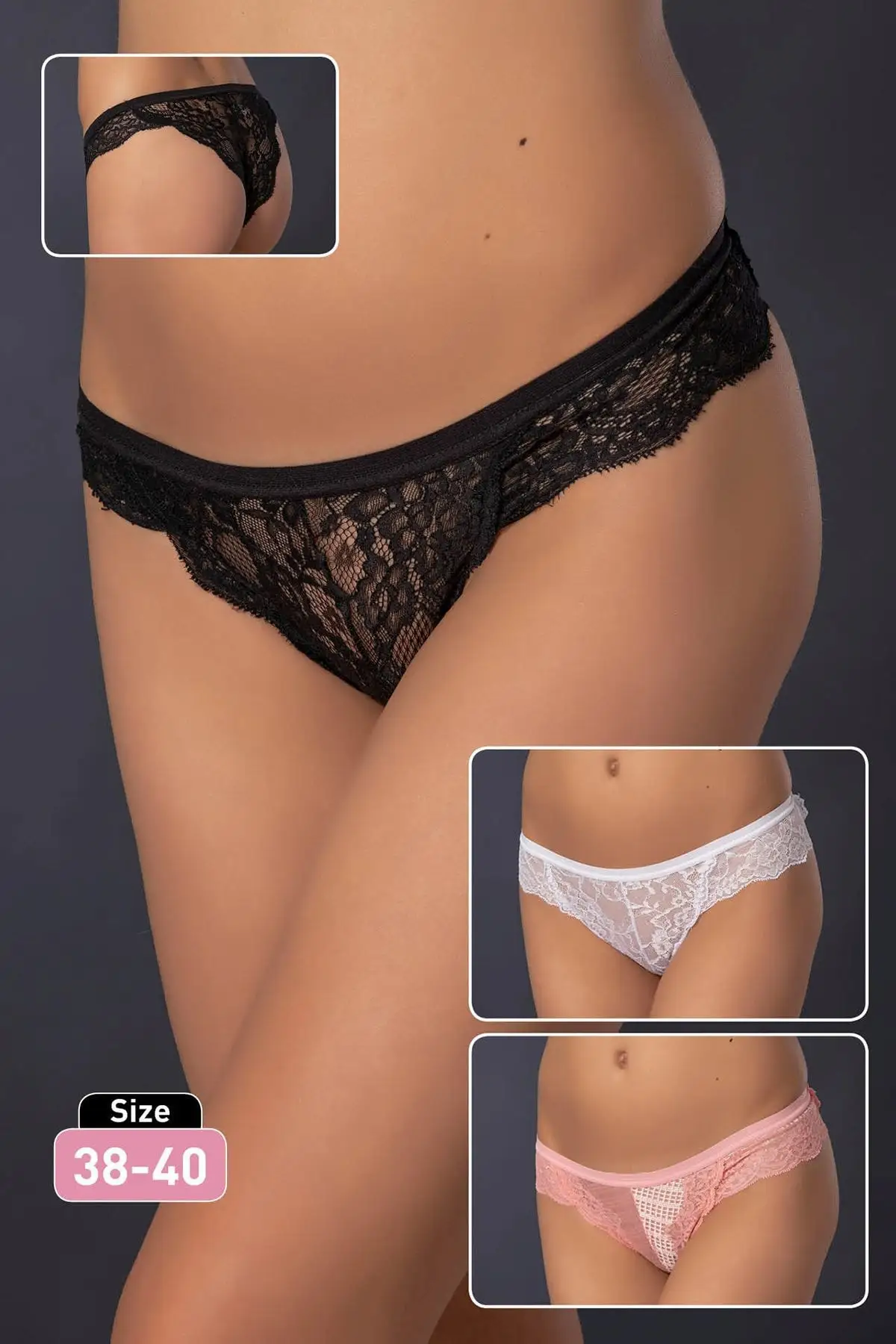 Черные жемчужные женские трусы из лайкры с рюшами |