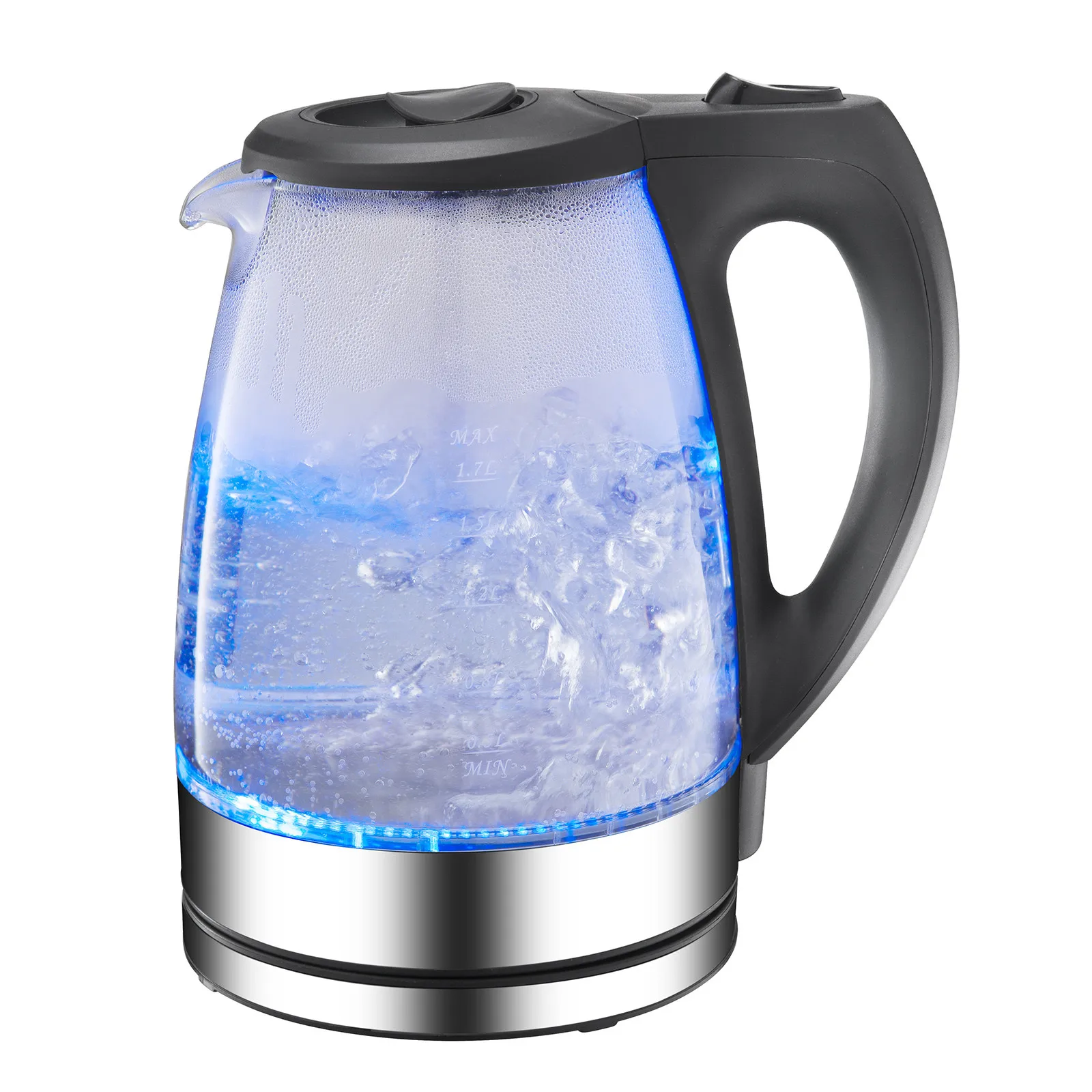 

Portable Electric Glass Kettle 2200W Tea Coffee Maker Kettle Pot with 1.7L Blue LED Light Fast Heating Hot Water Boiler Supply