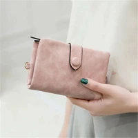 womens wallets and purses pu leather wallets womens short tri fold multi card buckle wallet small solid color coin card holder