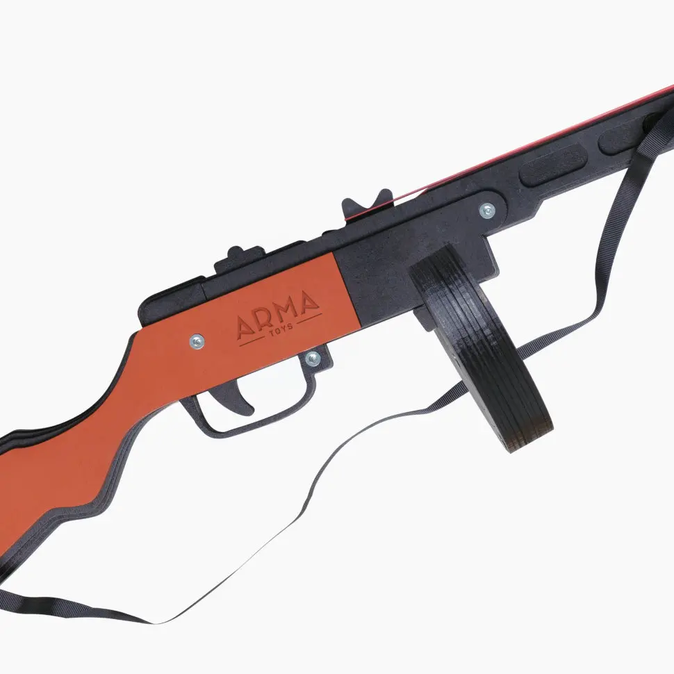 Деревянный макет ППШ ARMA в сборе стреляющий резинками 70 см. черный|Игрушечное