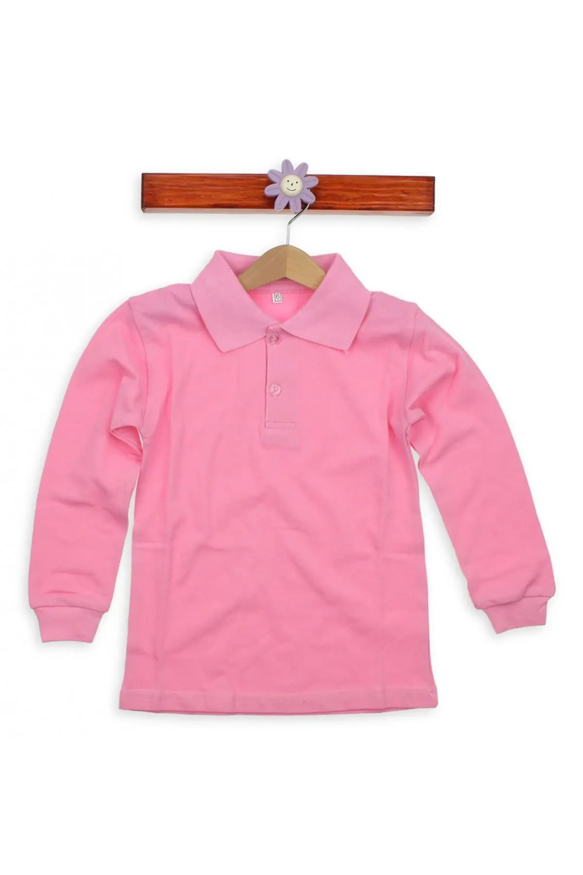 Детская Базовая хлопковая Футболка с воротником-поло розового цвета | Мать и