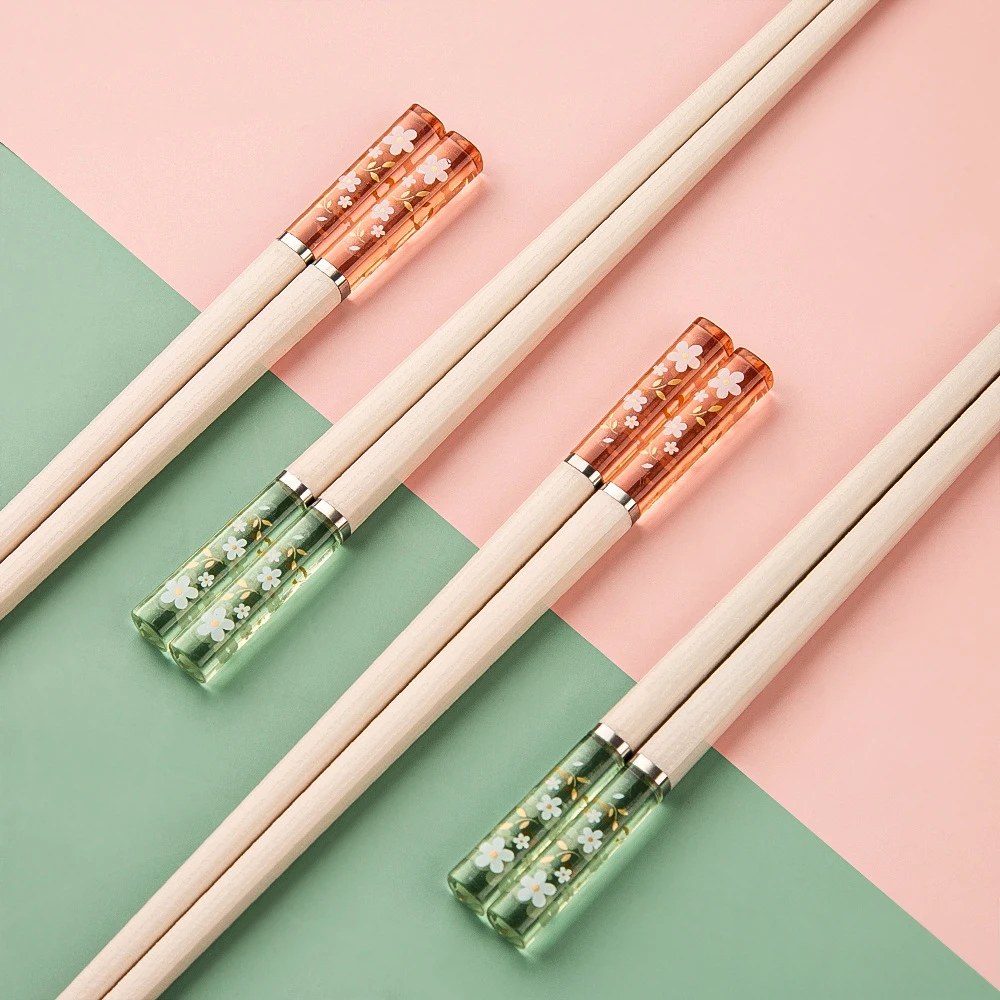 

5 Pairs Reusable Fiberglass Chopsticks Pink Green Anti-slip Japanese Style Chop Sticks High Temperature Resistant Chopsticks