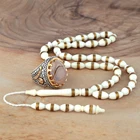 Верблюжья кость четки Tasbih с 925 пробы Серебряное винтажное мужское кольцо набор ювелирных изделий