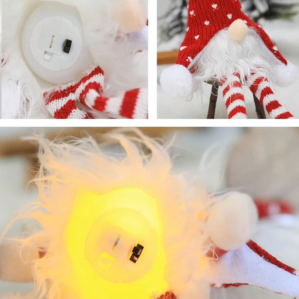 1 шт. Рождественское украшение с огнями светящаяся безликая кукла бородой для