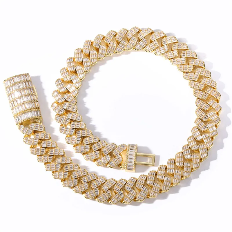 

Hip Hop Iced Out Bling Chain Necklace High Quality 17mm Width Miami Cuban Chains Jewelry