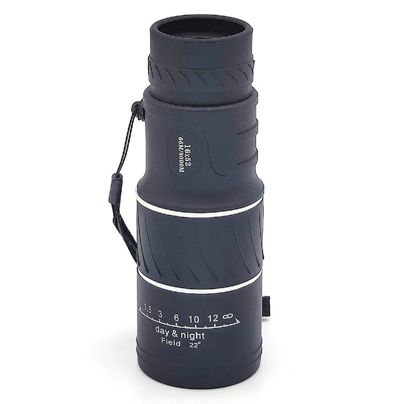 Монокуляр OT-TRB19 16x52 мм черный прорезиненный Антибликовая зеленая пленка для