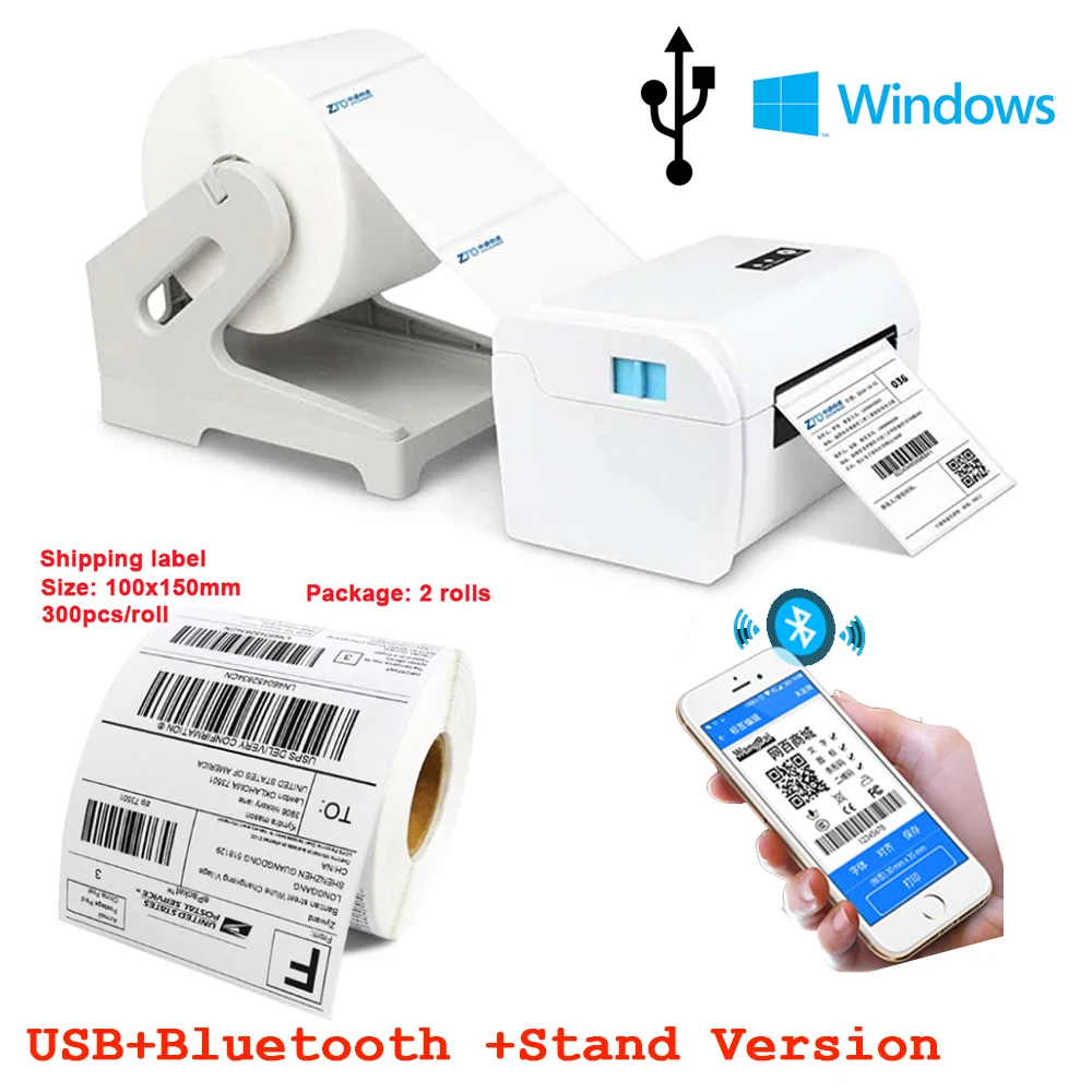 BT stand sticker 4 дюйма Термальность принтера для печати штрих-кодов принтер этикеток этикетки принтер 100*150 UPS отправляем наши товары по DHL FEDEX EMS Express этикетки для принтера - Цвет: BT stand sticker