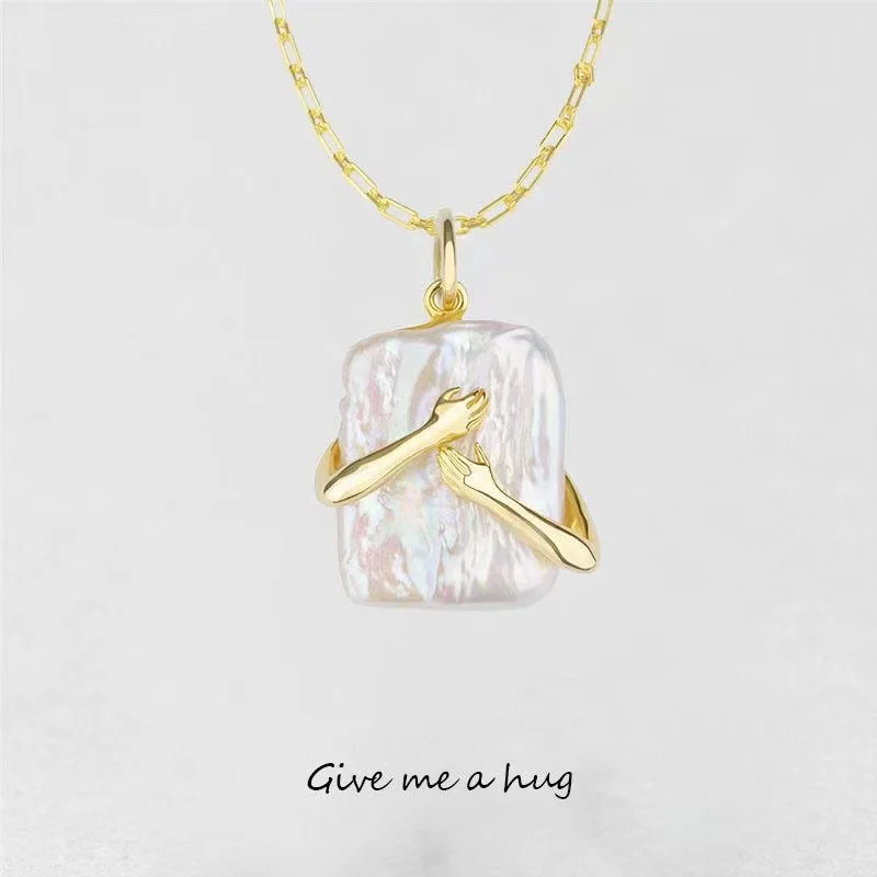 

Creative Embrace Pendant Sparkle Zircon Women Necklace Korean Fashion choker gothic accessories vintage wholesale items cute