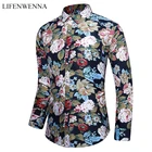 LIFENWENNA M-7XL рубашка мужская Осенняя Новая модная рубашка с длинным рукавом с цветочным принтом Мужская Повседневная рубашка для офиса с цветочным рисунком