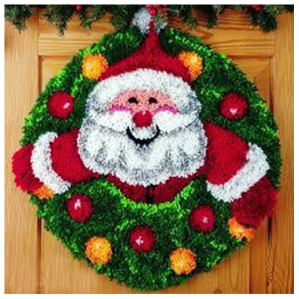 

Hook Rug Kit DIY Needlework Sets Unfinished Crocheting Yarn Mat Latch Hook Rug Kit Vine Picture Carpet Set Christmas decoration