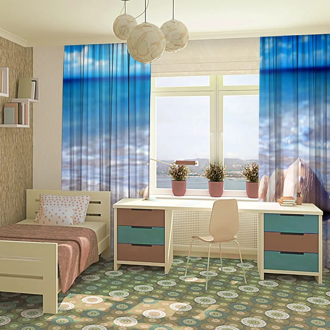 Занавески ракушки в воде песчаный пляж морской летнее время предложение небо