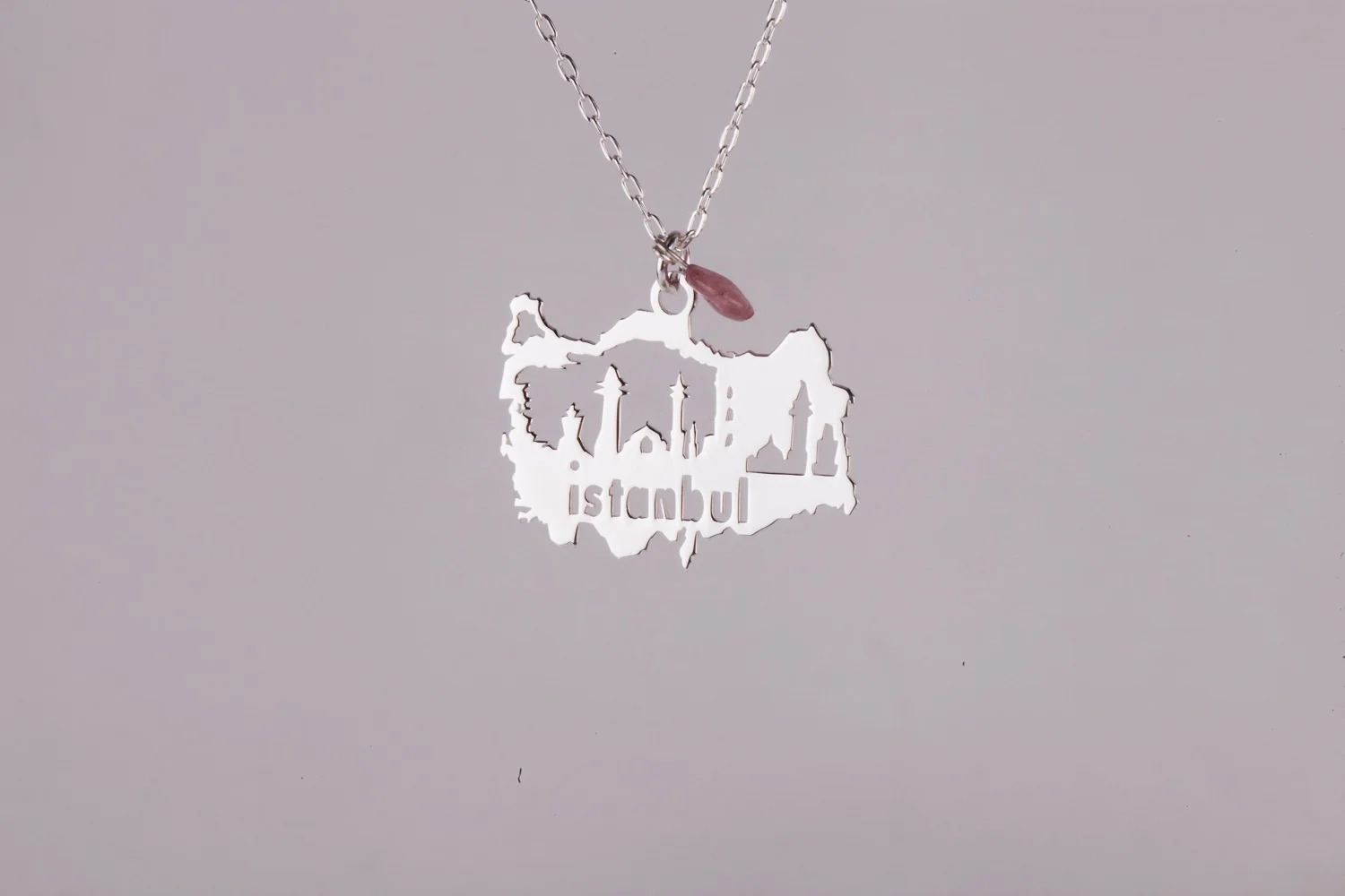 

UM US JEWELRY 925 Sterling Tourmaline Gemstone City Pattern Ghost Pendant