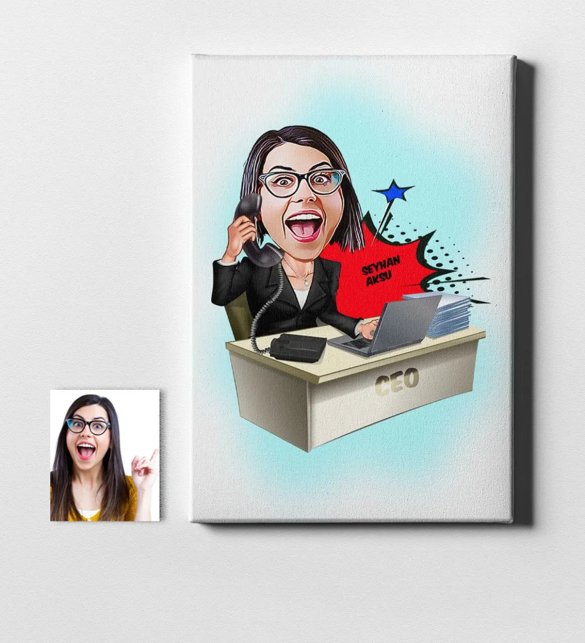 

Personalized Women 'S CEO Cartoon Canvas Table (50x70 cm.) 1 gift Home Decoration Special Design Home Office Business Place Quality