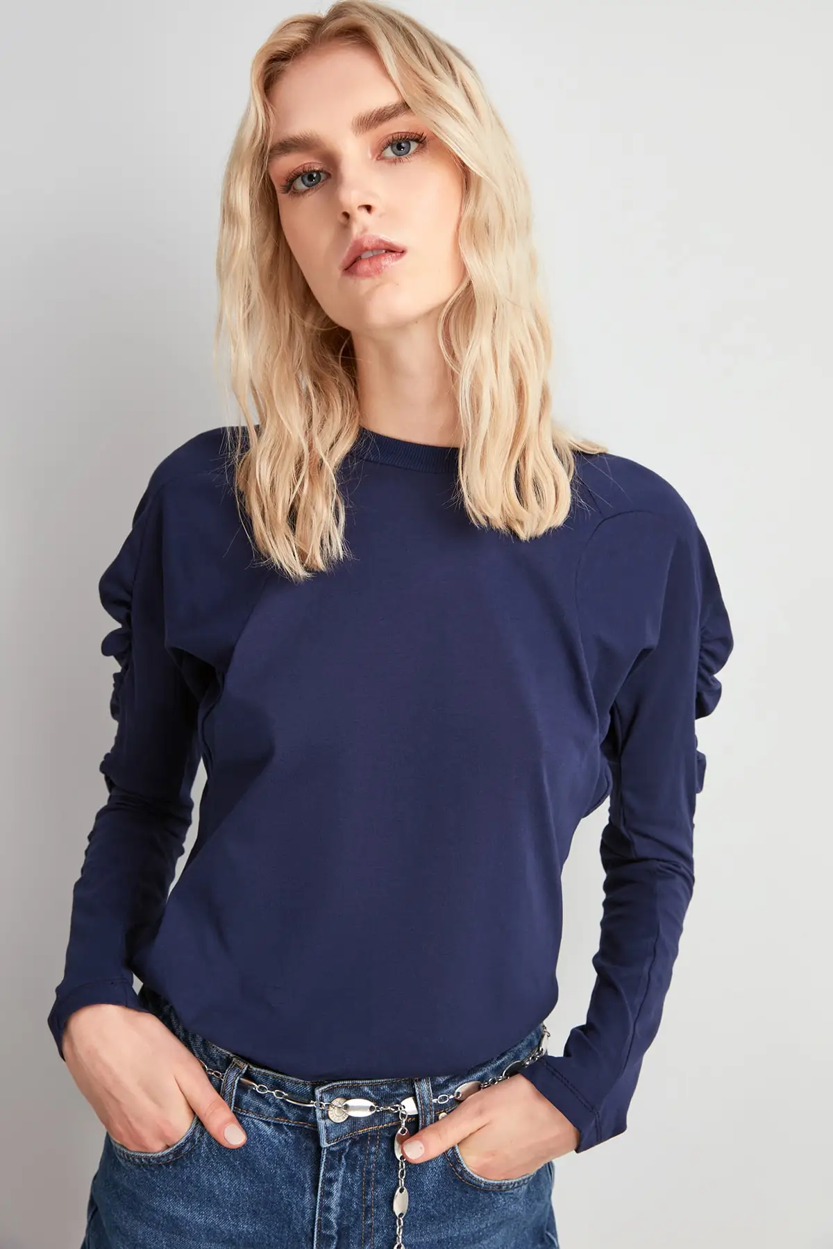 Trendyol Handles Shirred Knitted Blouse TWOAW20BZ1035 | Женская одежда
