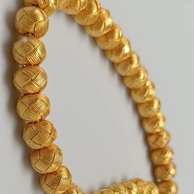 Trabzon Kazaz 9 mm hand-knitted 1000 sterling silver 24-carat gold plated Prayer beads Rosary Tasbeeh Tesbih  Ottoman globe cut