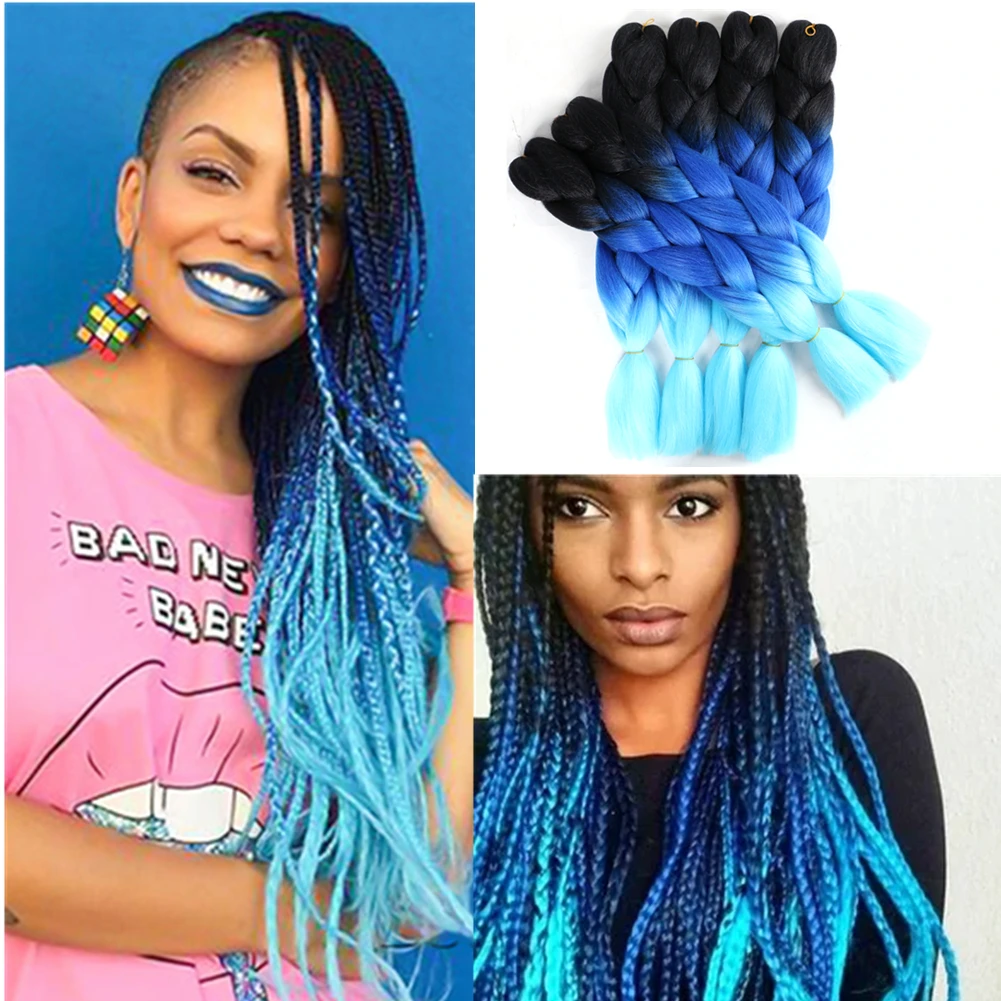 Gradient Jumbo Braiding Hair Extensions Kanekalon Braiding Hair  Ombre Multiple Tone Colored Synthetic Hair For Women