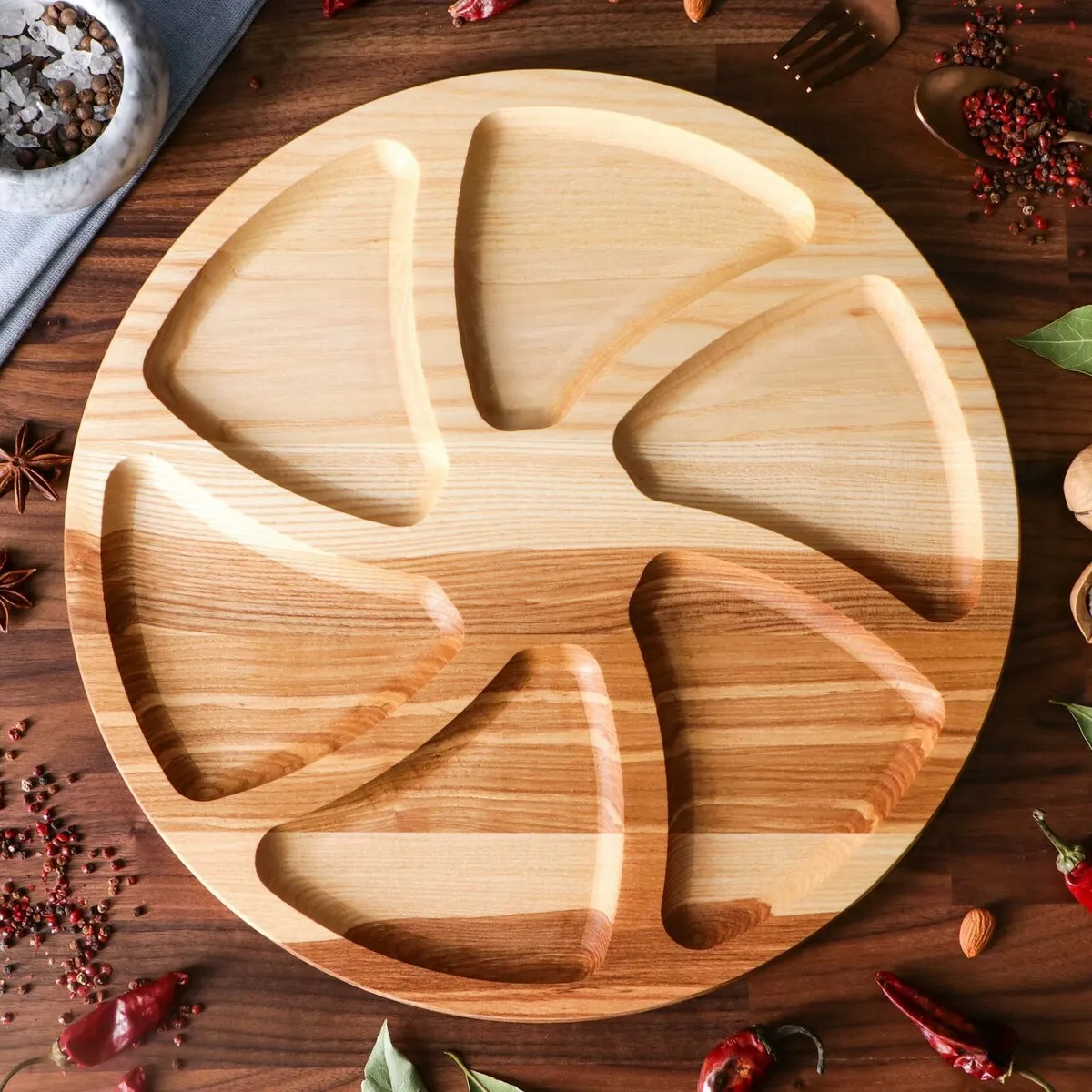 Деревянная тарелка деревянная менажница для сервировки | Дом и сад