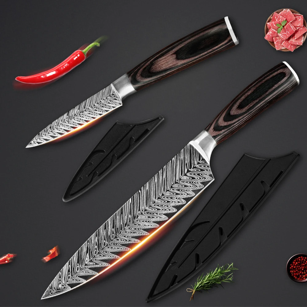 QING кухонный нож шеф повара ультраострый режущий немецкие ножи из углеродистой