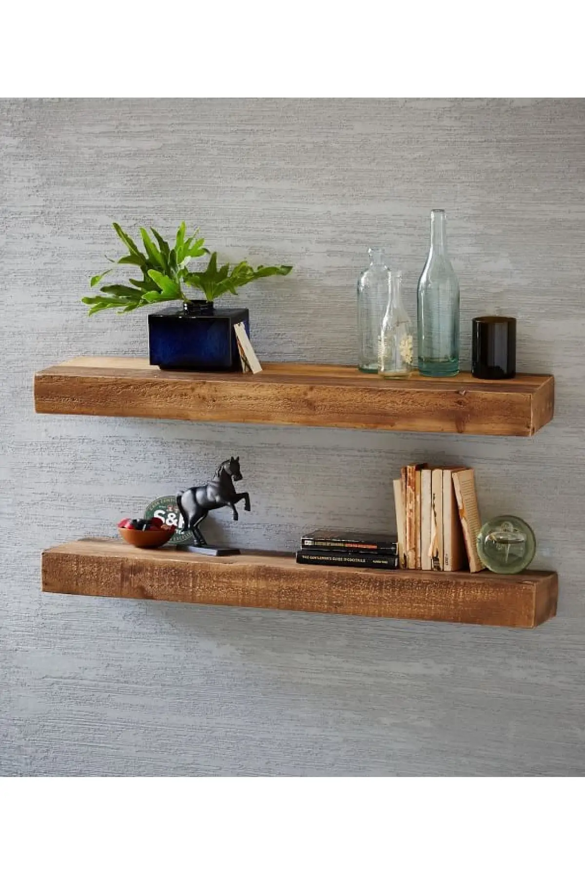 Настенные угловые полки для ванной комнаты из натурального дерева 50 см