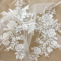 10 pairs delicate bridal veil lace applique with clear sequins lace pacth wedding dress bodice applique