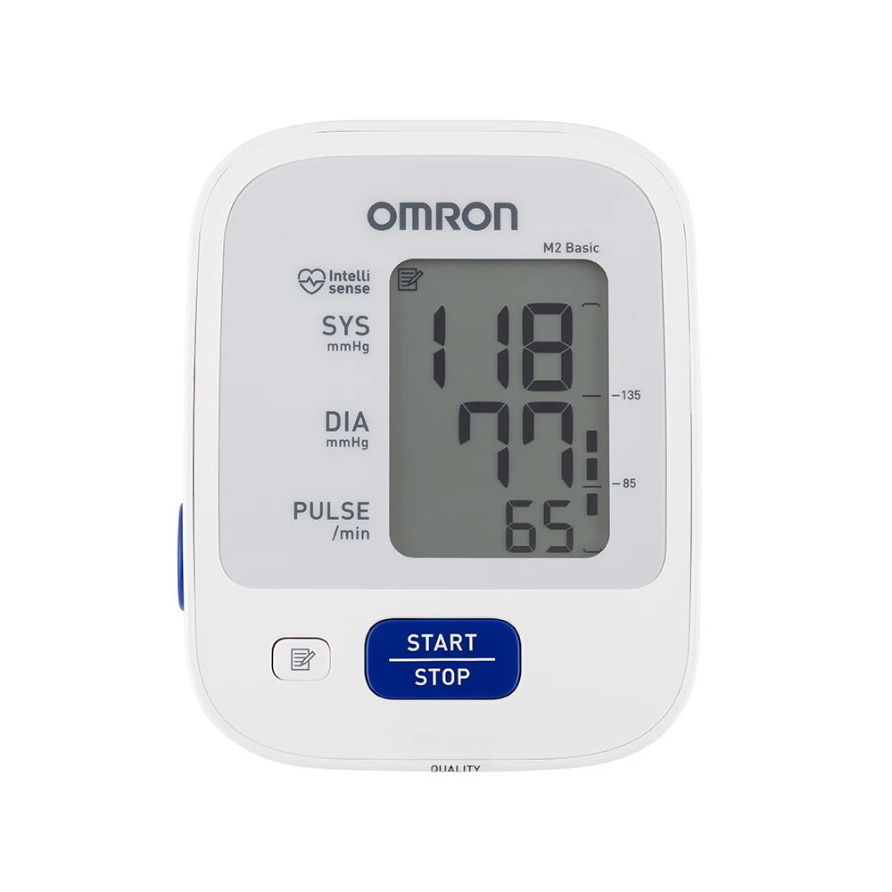 Тонометр Omron M2 Basik + Адаптер / Измерения артериального давления/Пульса/ Манжета 22-32