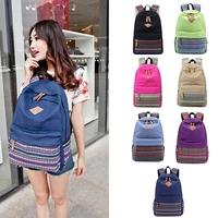 vintage style female bookbag high quality canvas women backpack for teenagers girl college woman black school bag