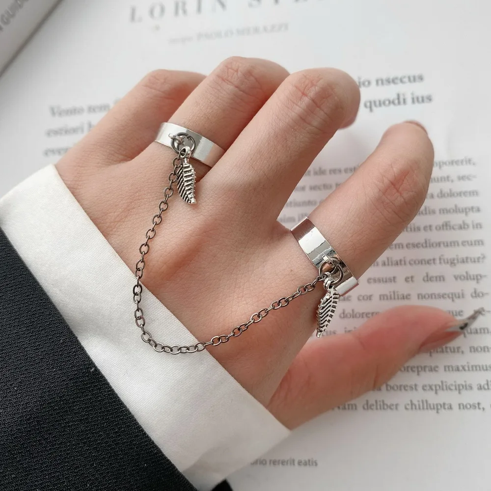 Punk Geometric Chain Wrist Bracelet For Women Men Silver Color Connected Finger Tassel Adjustable Ring Club Hip Hop Jewelry Gift images - 6