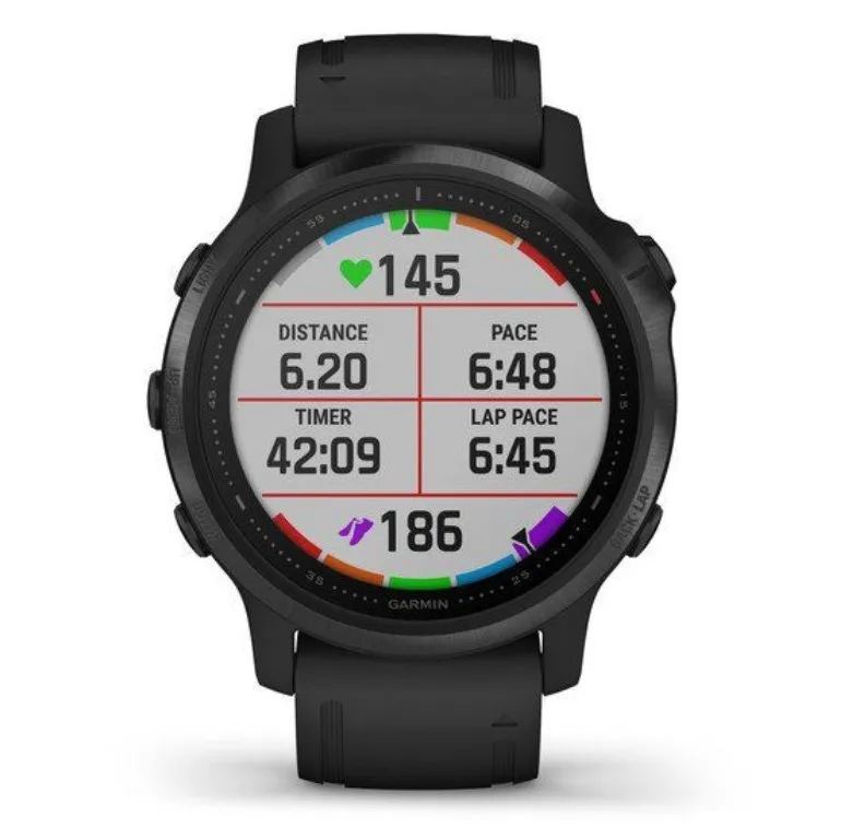 Черные часы Garmin Fenix 6S Sapphire серый DLC с черным ремешком | Электроника