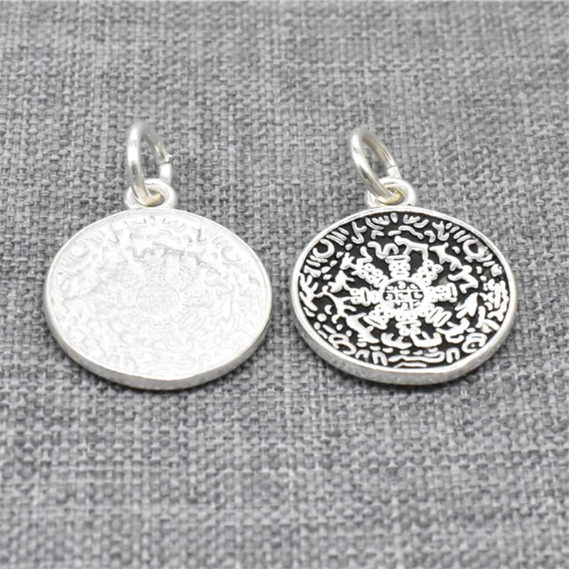 

2pcs of 925 Sterling Silver Circle Om Charms for Yoga Necklace Bracelet