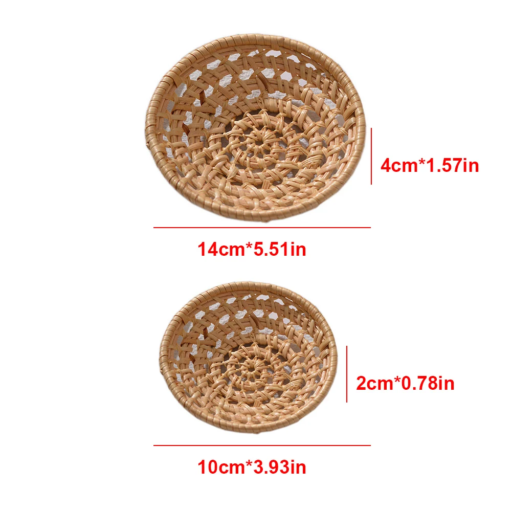 

Household Bowl Rattan Snack Storage Bowl Home Storage Box Organizer Durable Fruit Bowl Vegetable Basket Wicker Picnic Tray Food