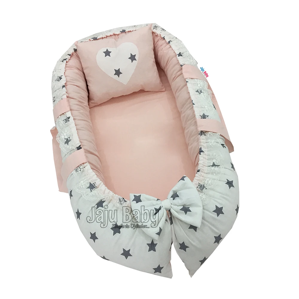 Детское ортопедическое гнездо Jaju роскошное для малышей с белой фоновой серой